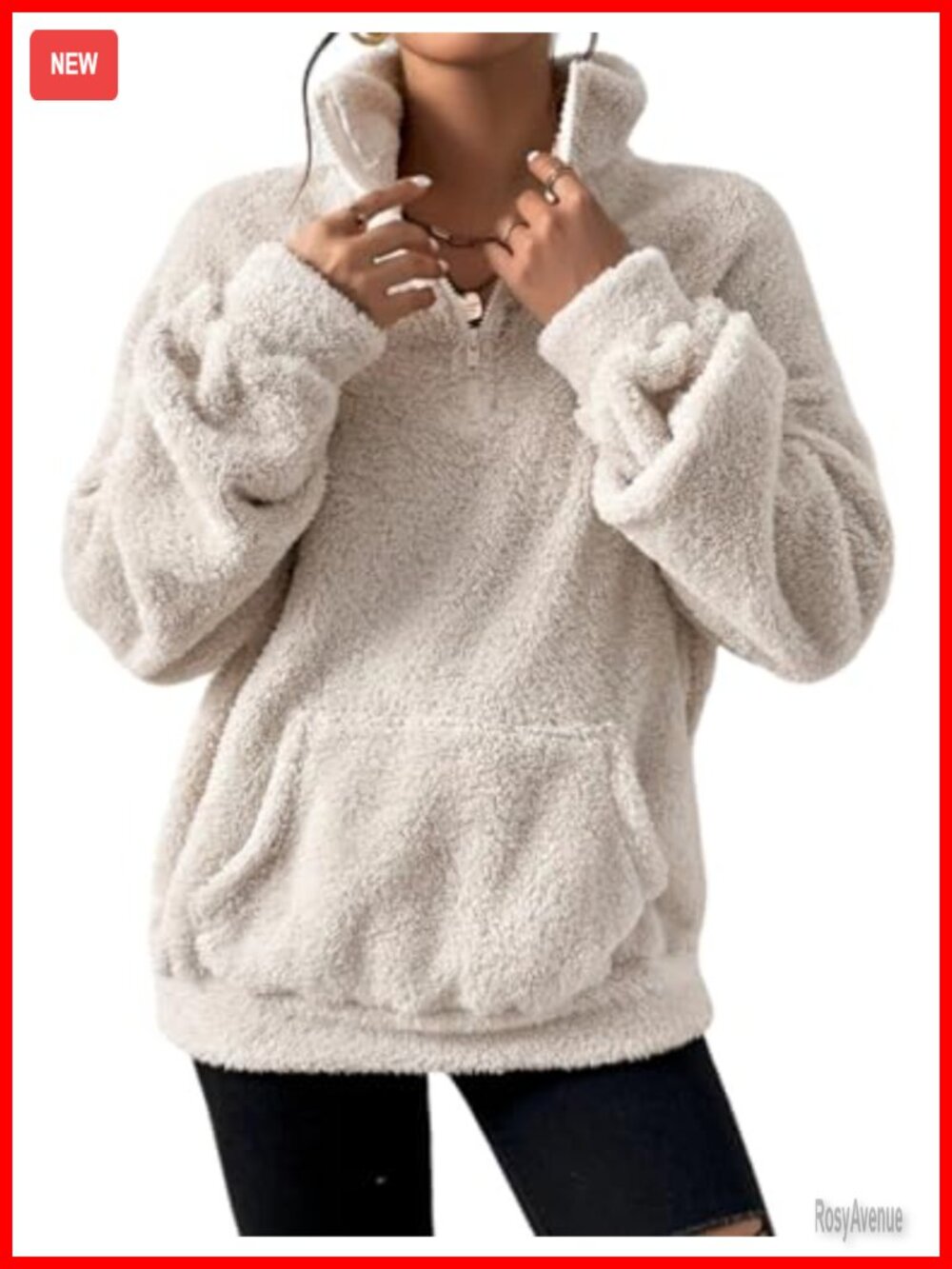 Fleece Quarter Zip Pullover Sweatshirt Fuzzy Sherpa Jacket